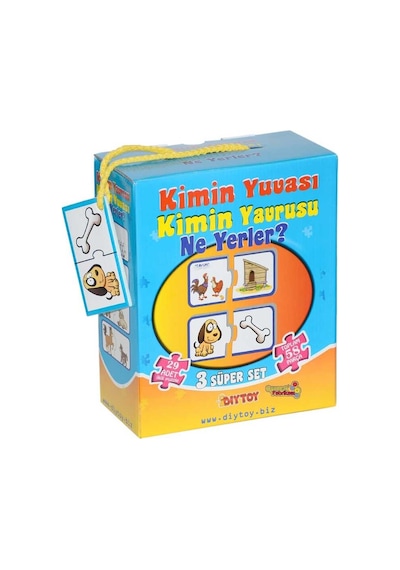 Dıy Toy Eğitici Puzzle 3'lü Set Kimin Yuvası Kimin Yavrusu Nerede