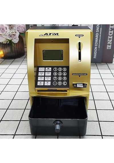 Techtic Lcd Ekran Atm Şifreli Kumbara Kağıt Demir Para Girişli