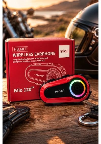 Mioji Mio 120 2x RGB 1000 MAh IPX6 Kask Intercom Motosiklet Bluetooth Kulaklık