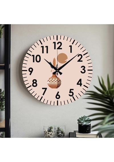 Çiçek Desenli Dekoratif Türkçe Rakamlı Uv Baskılı Duvar Saati Sessiz Akar Mekanizma Metal Akrep Pembe