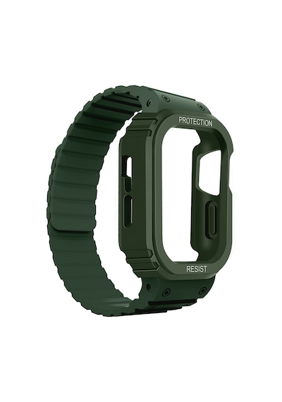 Apple Uyumlu Watch  10/11 Serisi 46mm Kordon Armour Defens Kasa Koruyuculu Silikon Band 142