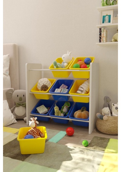 9 Sepetli Çok Amaçlı Oyuncak Dolabı Montessori Dolap