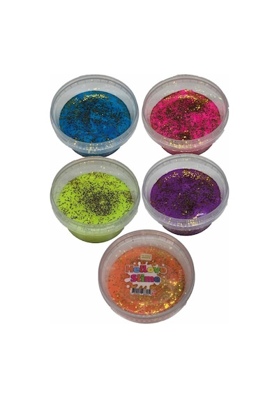 Slime Simli 5 Renk Kaliteli Fosforlu Ele Yapışmayan Pofuduk Yumuşacık Slime 5x170 Gram