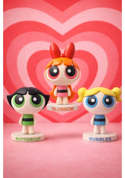 Powerpuff Girls Boyanabilir 3'lü Figür Seti Çocuklar İçin Eğitici Aktivite 6 Renk Boya - 2 Fırça