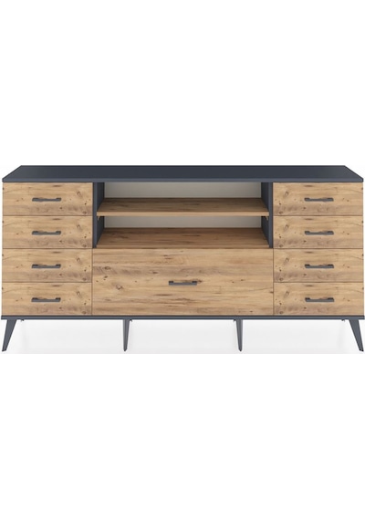 Arges Konsol 2 Raflı 9 Çekmeceli 176x30x83 Antrasit-çam/çam Çam/çam Arges Konsol 2 Raflı 9 Çekmeceli 176x30x83 Antrasit-çam/çam Çam/çam