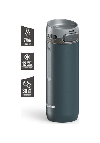 Stevig 4 Action Trigger-control Çelik Termos 500 Ml Dark Navy St-227 Çok Renkli