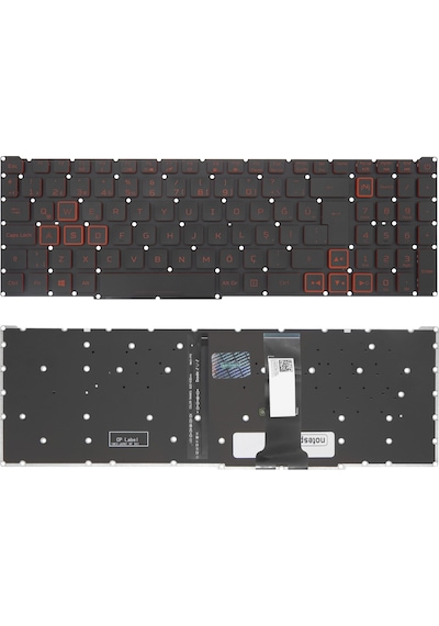 Acer Uyumlu Nitro 5 An515-54 Nh.q59ey.00n, 5 An515-54 Nh.q59ey.00x Klavye Tr Işıklı - Kırmızı Aydınlatma