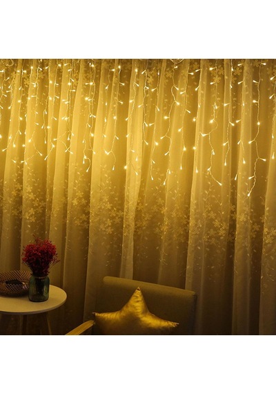 8 Fonksiyonlu 16 Saçaklı Perde Led 3 X 1 Günışığı 5570 Çok Renkli