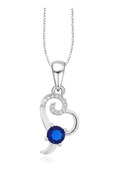 Brezza Lusso Jewelry Diamond Serisi Safir Tektaş Okyanus Kalbi Stylish Gümüş Kadın Kolye 45 CM 45 CM