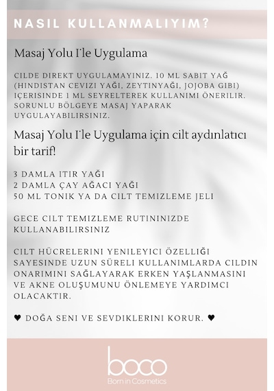 Boco Born In Cosmetics Akne ve Sivilce Karşıtı Çay Ağacı + Itır %100 Saf Uçucu Yağı 2 x 10 ML