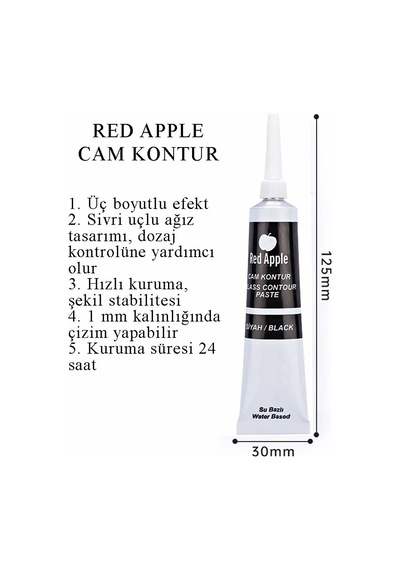 Siyah Kontür Boyası 20 Ml 2 Adet Red Apple Cam Vitray Boyası Kontur Boyası Ana Hatları Çizme Sanatsal Hobi