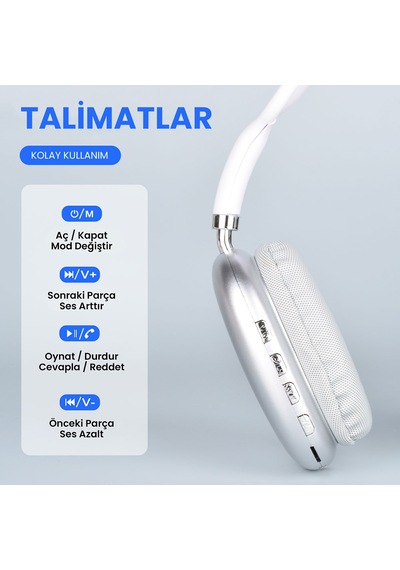 Lapas P10 Hi-Fi Ayarlanabilir Ve Katlanabilir Bluetooth 5.3 Kulak Üstü Kulaklık