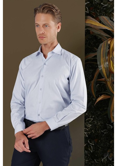 Efor Gk 705 Slim Fit Mavi Klasik Gömlek Mavi