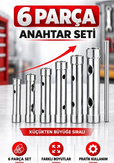 Cms 6 Parça Anahtar Seti Farklı Boyutlarda Pratik Somun & Cıvata Anahtarları