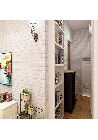 Tr 50x50cm 0,27 M² Krem Silinebilir Kendinden Yapışkanlı Duvar Kağıdı Esnek Köpük Panel 3d Tuğla Desen Genel