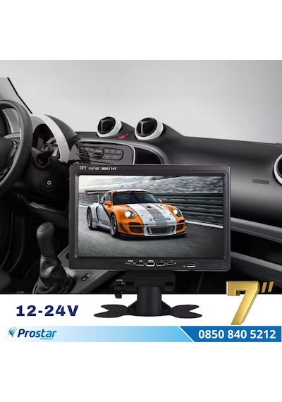 7 İnç 2 Kanal Full Hd Ahd/analog Tak Kullan Araç Monitörü Ayna Görüntüsü Ayarlı + Park Çizgisi 12-24v