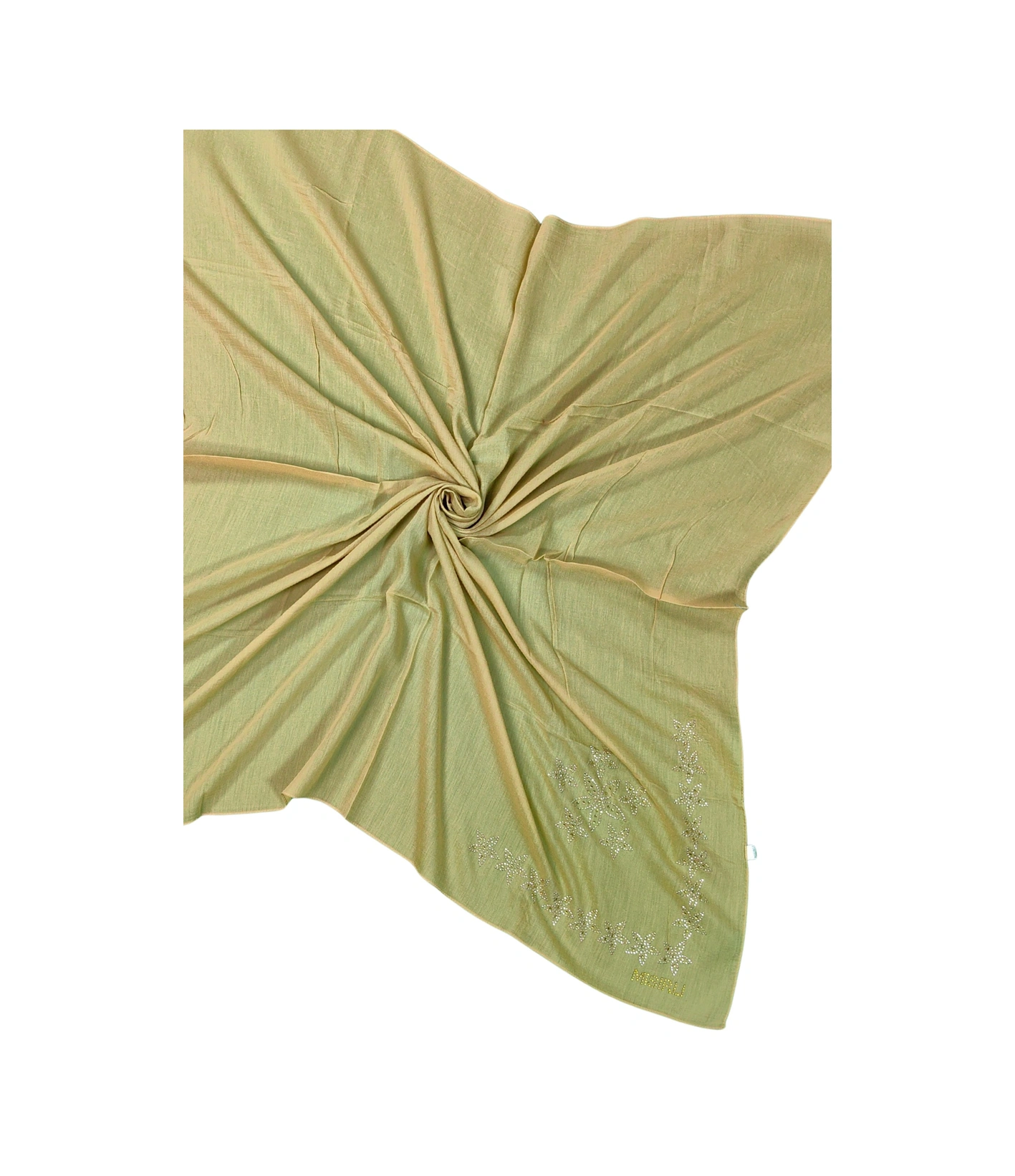 Mim Eşarp Mısırlı Eşarpları Taşlı Pamuklu Yazma Eşarp - 100x100 Cm Hardal