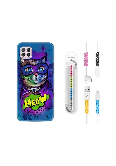 Huawei P40 Lite Kılıf Kablo Koruyuculu Super Meow 1715