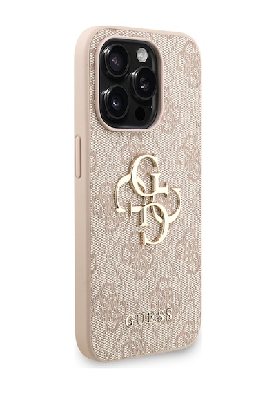 Apple Uyumlu iPhone 15 Pro Kılıf Guess Lisanslı Bilek Askı İpli Metal 4g Ve Yazı Logolu Kapak Pembe