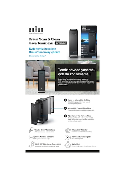 Braun BFD104BE2 Scan & Clean Hava Temizleyici