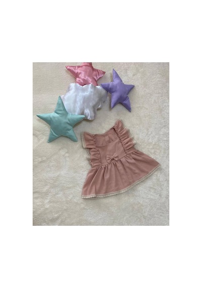 Hayy Baby Kids Wear Pudra Fırfır Detaylı Dantelli Elbise Pembe