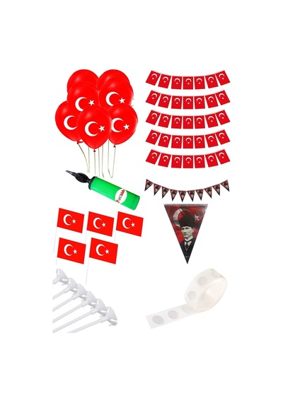 23 Nisan Süsleri Türk Bayrağı Balon Bayrak Flama Çubuklu Bayrak Paketi Ve Ev Kreş Okul Süsleme Seti