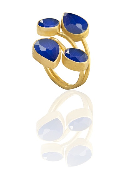 Kadir Jewellery 22 Ayar Altın Kaplama Zirkon Taşlı Kadın Vintage Yüzük Parlement Mavisi 39949169