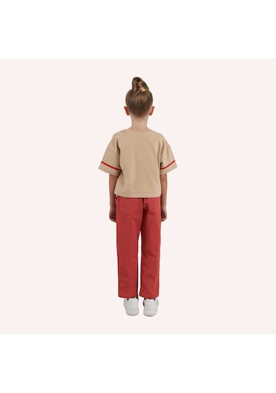 Panço Kız Çocuk Baskı Detaylı T-shirt Bej 2421gk05022-4972 001