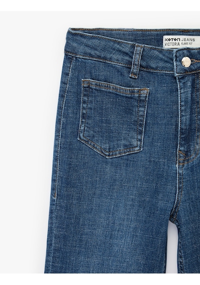 Koton Dar Kesim Cep Detaylı Düğmeli İspanyol Paça Denim Pantolon - Flare Jeans Orta İndigo 6sal40154md İndigo Koton Dar Kesim Cep Detaylı Düğmeli İspanyol Paça Denim Pantolon - Flare Jeans Orta İndigo 6sal40154md İndigo