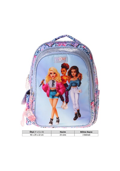 Wow Generation Kız Çocuk Music Desenli Lila İlkokul Ve Günlük Sırt Çantası Üç Bölmeli - W6044