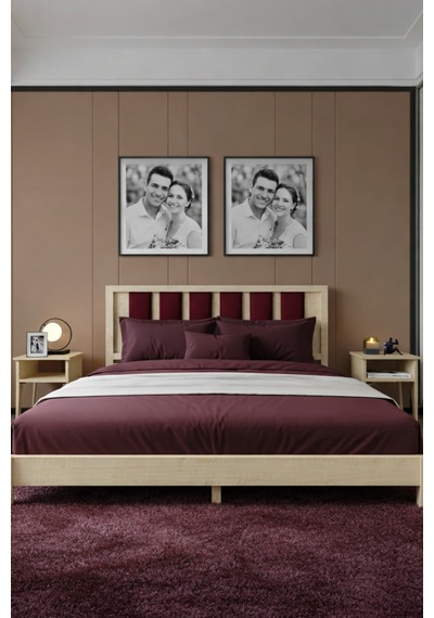 Renazzo Ori On Bordo Puf Başlıklı Masif Ahşap Karyola Vernik 140x190 Vernik - 140 X 190 Renazzo Ori On Bordo Puf Başlıklı Masif Ahşap Karyola Vernik 140x190 Vernik - 140 X 190
