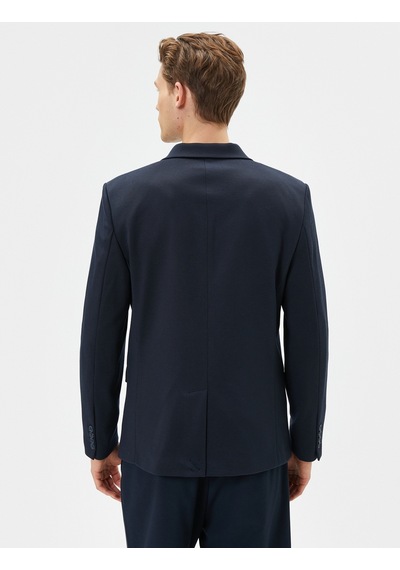 Koton Blazer Ceket Slim Fit Cep Detaylı Düğmeli Mono Yaka Lacivert 4sam50003hw 4SAM50003HW716 Lacivert