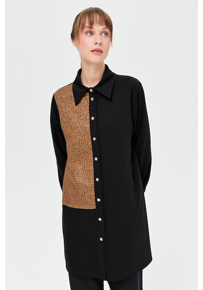 Esswaap Leopar Detaylı Tunik Siyah-siyah Siyah
