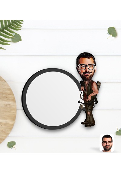 Kişiye Özel Okçu Karikatürlü Ahşap Bardak Altlığı-1