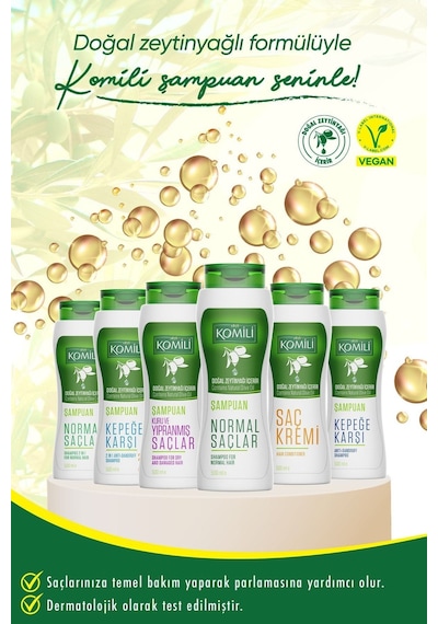 Komili Normal Saçlar İçin Vegan Temel Bakım Şampuanı 3'lü Set- - 3 X 500 Ml Dökülen