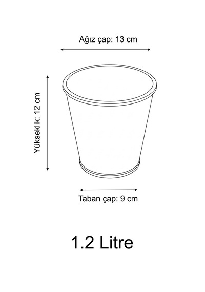 Orkide Saksısı Metal 1.2 Litre - Kova Formlu Dekoratif Mini Saksılık Ve Çiçeklik Altın