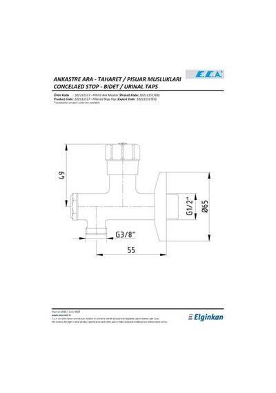 Eca 102111517 Filtreli Ara Musluk Krom