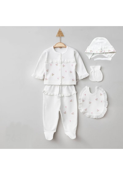 Gaye Bebe 5'li Bebek Zıbın Seti 7633 Ekru