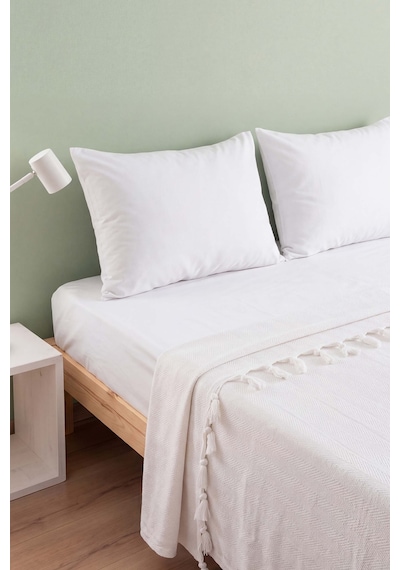 Ekru Natural Çift Kişilik Baskılı Pike & Yatak Örtüsü 200x230 Cm