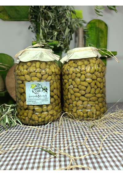 Aydın Yöresi Çekiçte Eğri Çekirdek Cinsi Sofralık Tatlandırılmış Kırma Yeşil Zeytin 6 Kg
