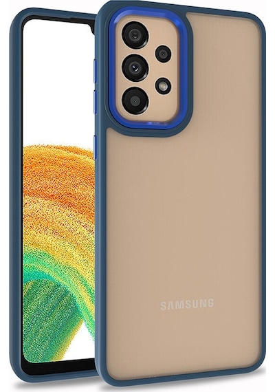 Kilifone - Galaxy A33 5g Uyumlu Kılıf Koruyucu Arkası Şeffaf Renkli Kenarlı Flora Kapak - Mavi - T22334