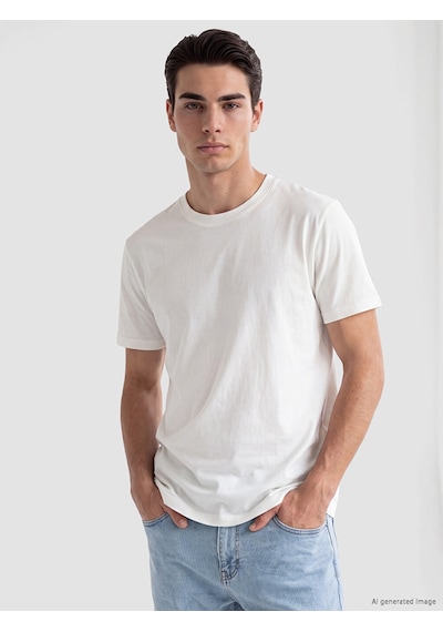 Lcwaıkıkı Classic Ekru Slim Fit İnce Kumaş Erkek Tişört /02