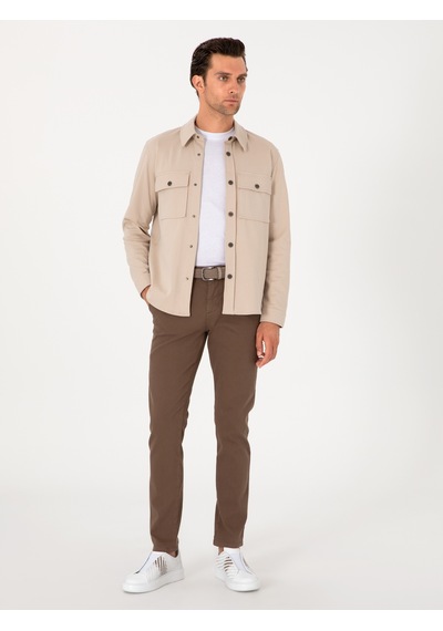 Cacharel Bej Regular Fit %100 Pamuk Ceket Gömlek