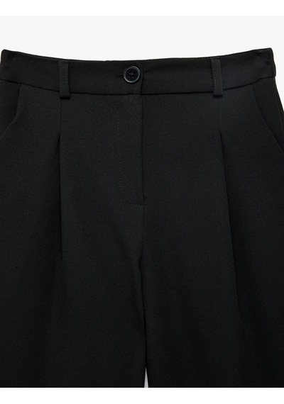 Koton Beli Ayarlanabilir Lastikli Cepli Geniş Paça Pantolon Siyah 6skg40126aw