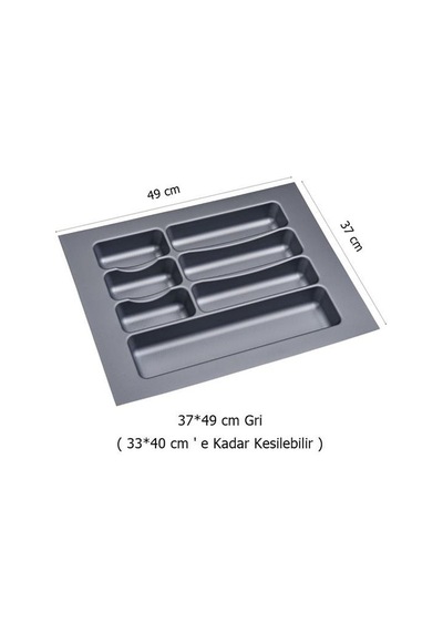 2 Adet Çekmece İçi Kaşıklık 37 X 49 Cm Gri Mutfak Çekmece Düzenleyici