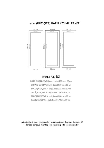 Diecor Boyanabilir Dekoratif Özel Hazır Kesim 4 Cm Duvar Çıtası 4 Cm Model:xa266