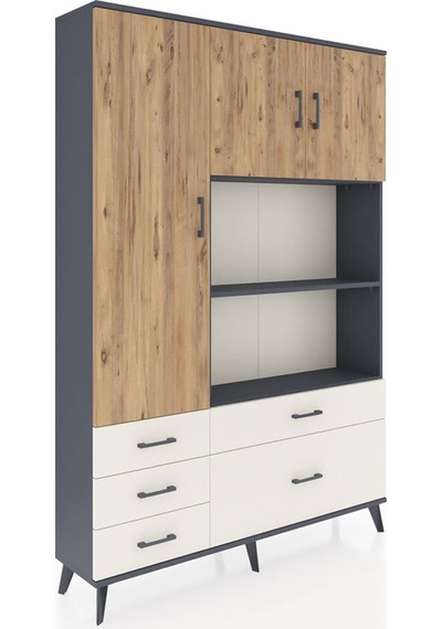 Arges Dolap 7 Raflı 5 Çekmeceli 3 Kapaklı 132x30x195 Antrasit... Antrasit
