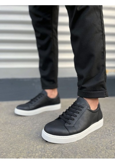 Aymood Jy165 Elite Bağcıklı Cilt Erkek Günlük Sneaker Ayakkabı Cbt - Siyah