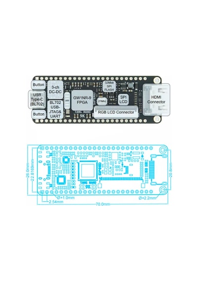Sipeed Tang Nano 9k Fpga Geliştirme Kartı Gowin Gw1nr-9 Risc-v 8640 Lojik Blok 6480 Flip Flop