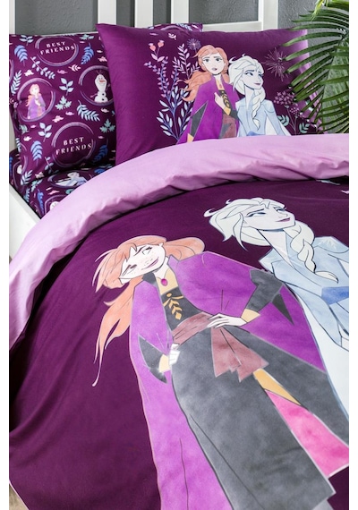 Özdilek Frozen Natural Disney Lisanslı Lastikli Fitted Çarşaf Çocuk Nevresim Takımı Tek Kişilik - Lila Lila